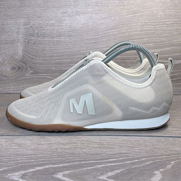 Merrell Civet Zip Silver Lining Argent Women’s Sz 8.5 Mesh Cream Tan Tennis Shoe - Picture 3 of 10